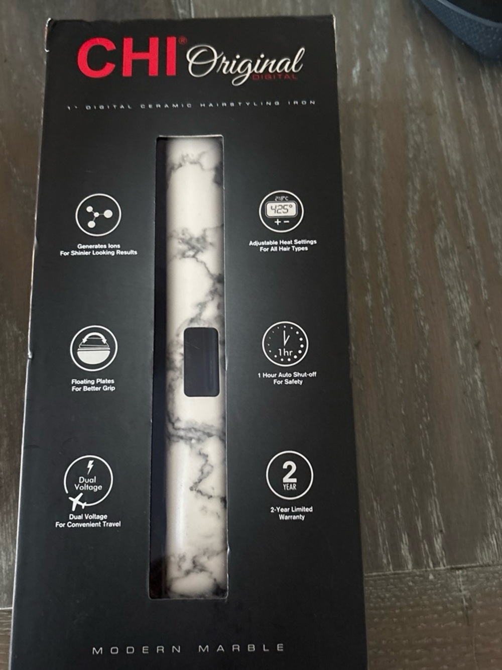 Original CHI Modern Marble Ceramic Flat Iron - White Marble